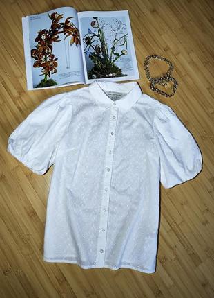 Casual collection by f&amp;f💔 белая коттоновая блуза с вышивкой ришелье, Парк 81 фото