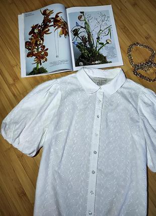 Casual collection by f&amp;f💔 белая коттоновая блуза с вышивкой ришелье, Парк 84 фото
