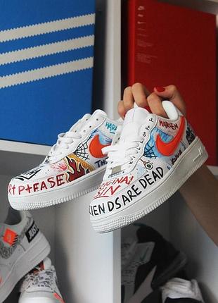 Новинка! кожаные женские кроссовки отличного качества nike air force pauly x vlone pop.