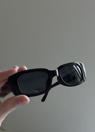 Черные прямоугольные солнцезащитные очки2 фото