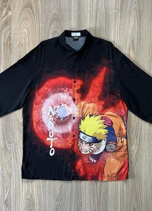 Чоловіча легка сорочка з аніме принтом bershka naruto style shirt