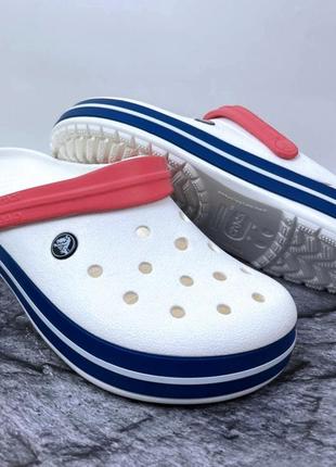 Кроксы сабо унисекс crocs crocband white/blue original