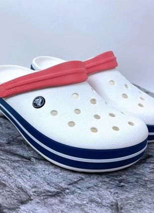 Кроксы сабо унисекс crocs crocband white/blue original4 фото