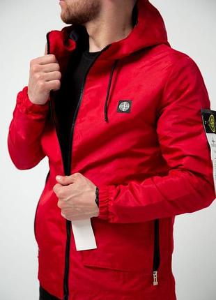 Чоловіча вітровка stone island у червоному кольорі,чоловіча стильна вітровка на кожен день