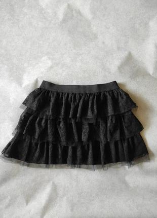 Пыщная юбка с воланами из гипюра и сетки1 фото