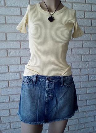 Желтая ребристая футболка 100% котон