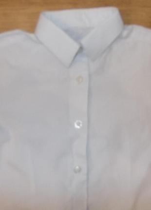 Блузка рубашка белая с коротким рукавом на 5-6 лет рост 110-116 см2 фото
