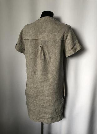 Серое мини-платье лён сафари 2