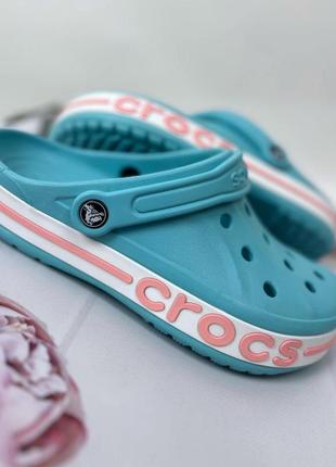 Жіночі крокси сабо crocs bayaband ice blue/mellon original1 фото
