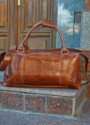 Коричневая сумка «sport&travel ds» для путешествий, кожаная дорожная / спортивная сумка1 фото