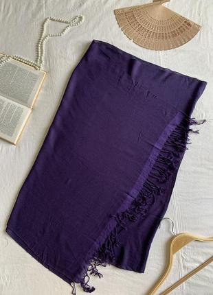 Широкий фиолетовый мягкий шарф-палантин из вискозы