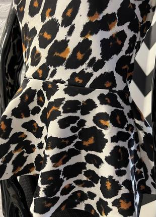 Леопардова блуза з баскою3 фото