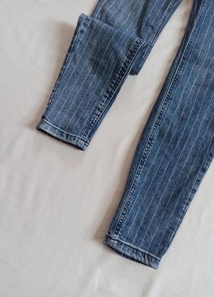 Полосатые джинсы скини на высокой посадке3 фото