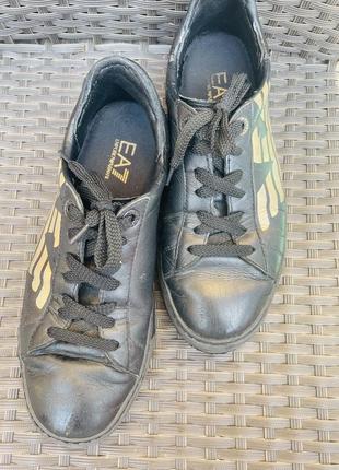 Кеди шкіряні кросівки emporio armani чорні оригінал 38