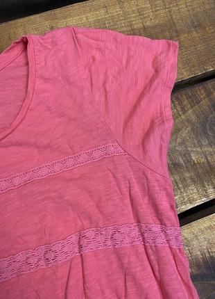 Женская хлопковая футболка с кружевом george (джордж 3хлрр идеал оригинал розовая)4 фото