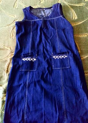 Стильный джинсовый сарафан-платье синего цвета (новый)1 фото