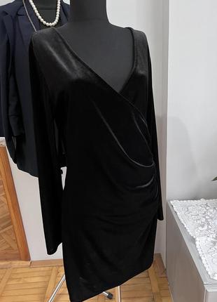 Вилюровое черное платье 👠3 фото
