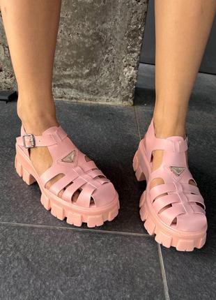 Босоножки сандалии prada curry monolith sandals pink6 фото