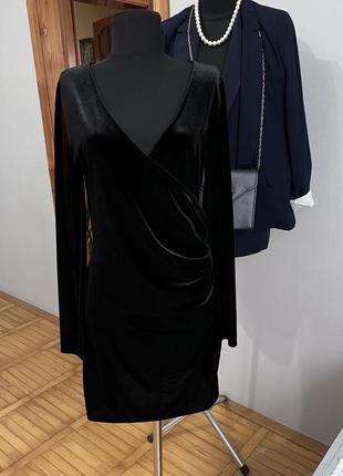 Вилюровое черное платье 👠9 фото