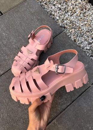 Босоножки сандалии prada curry monolith sandals pink4 фото