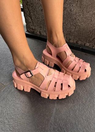 Босоножки сандалии prada curry monolith sandals pink10 фото