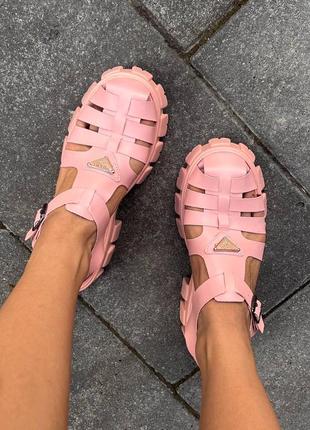 Босоножки сандалии prada curry monolith sandals pink2 фото