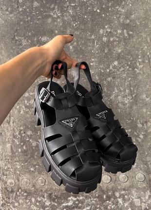 Сандалии босоножки prada curry monolith sandals black2 фото