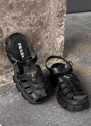 Сандалии босоножки prada curry monolith sandals black8 фото