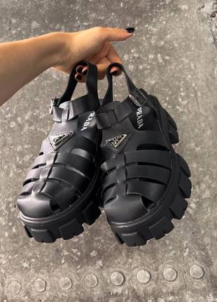 Сандалии босоножки prada curry monolith sandals black5 фото