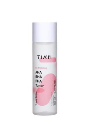 Очищуючий кислотний тонер для проблемної шкіри tiam ac fighting aha bha pha toner 180 ml