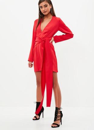 Платье красное с поясом от missguided1 фото