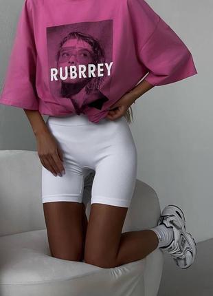 Костюм с футболкой oversize и велосипедками «rubrrey» турция 🖤3 фото