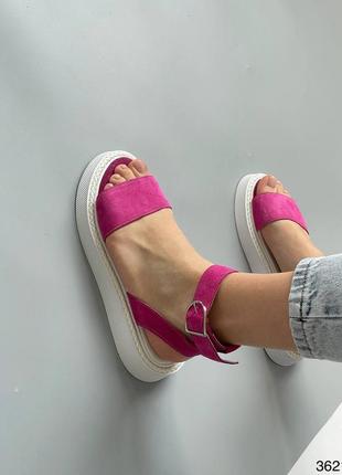 Босоножки женские замшевые розовые сандали5 фото
