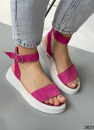 Босоножки женские замшевые розовые сандали3 фото