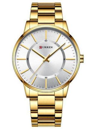 Классические мужские наручные часы curren 8385 gold-white