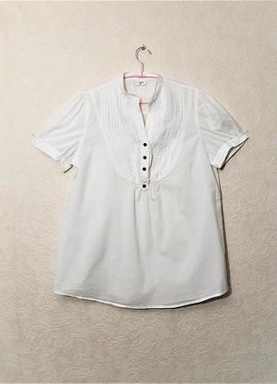 Ethel austin стильная блуза белая летняя рубашка короткие рукава полубатал 50-52 женская, хлопок