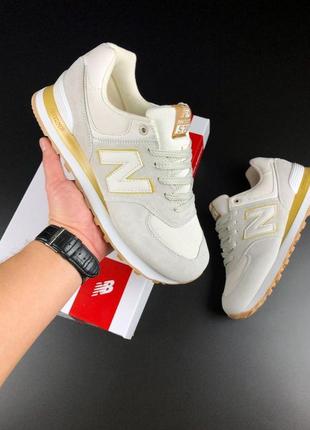 Женские кроссовки new balance бежевые с желтым4 фото