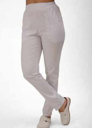 Штани медичні жіночі профмода "модель 06" білий, котон-стрейч, 40,42,44,46-170 см3 фото