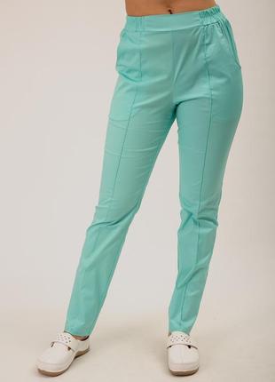 Брюки медичні жіночі профмода "модель 06" ментол еліт-стрейч штани котон-стрейч 42 -170 35%