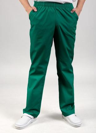 Брюки медицинские мужские профмода “модель 04” зелёный, 50,52-182см, 35% хлопок*65% полиэстер
