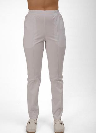 Брюки медичні жіночі профмода "модель 06" білий еліт-стрейч штани котон-стрейч 42 -170 35%1 фото