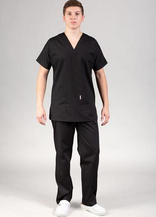 Костюм медицинский мужской профмода “модель 02” черный. 50,54,56-182см  35% хлопок*65% полиэстер