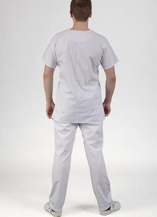 Костюм медицинский мужской профмода “модель 02” белый. 50,52,54,58-182см  35% хлопок*65% полиэстер5 фото