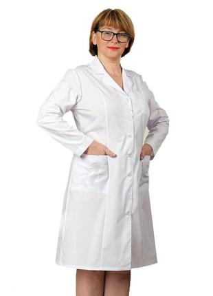 Халат медицинский женский профмода “модель 46”. 40,42,44,46,48 -164см. 35% полиэстер*65%хлопок, рукав длинный4 фото