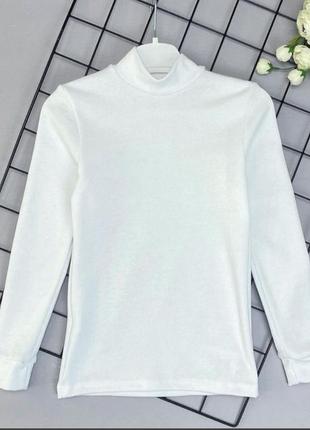 Біла водолазка стрейчева, білий гольф стрейчевий, бавовняна водолазка біла, бавовняний гольф білий