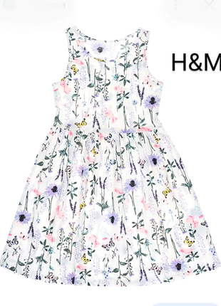 Новое коттоновое трикотажное платье бренда h&amp;m цветочный принт u9 3-4 eur 98-104