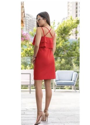 Платье красное / сарафан красный с воланами 42-442 фото