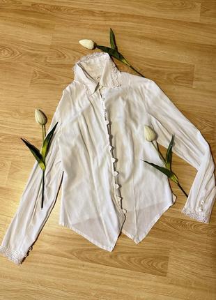 Винтажная блуза с кружевом1 фото