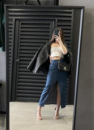 Юбка макси джинсовая с разрезом юбка деним максы3 фото