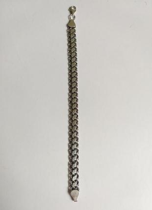 Двухсторонний серебряный браслет. серебро 925 проба с трезубцем. унисекс.